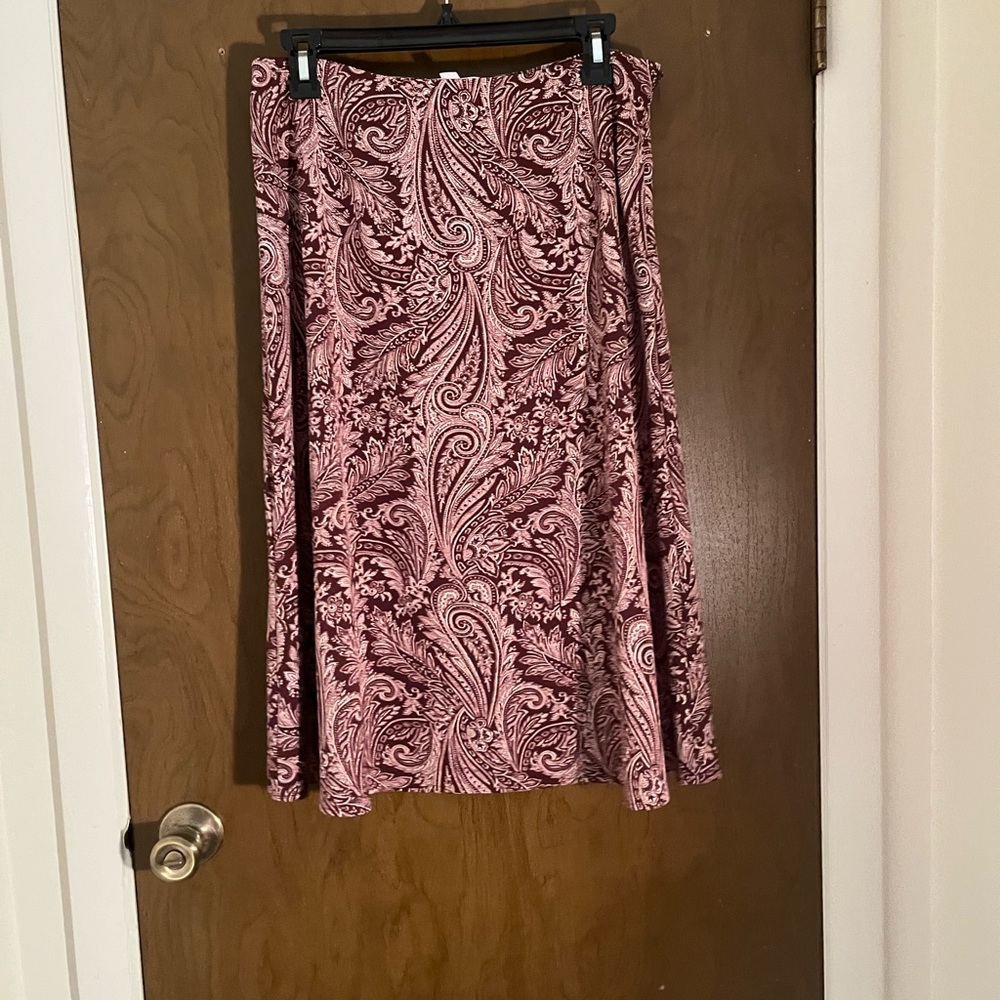 New York & Company Pink Paisley A-Line Skirt